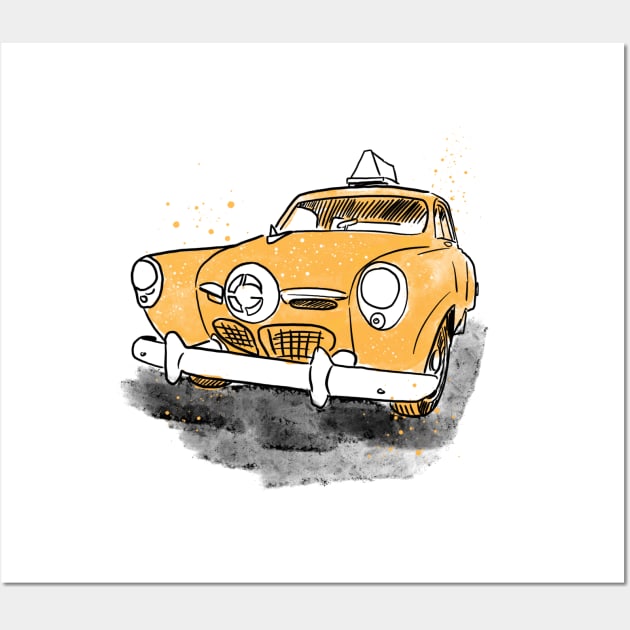 Yellow Classic Taxi Wall Art by MikeBrennanAD